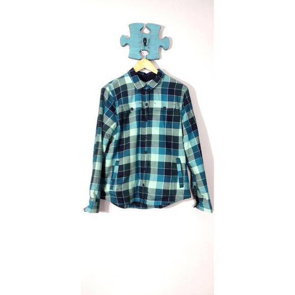 L.L Bean Women's Fleece-Lined Green Plaid Flannel Shirt Small Snap-Front - Picture 2 of 15